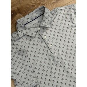 Jim Nantz by Vineyard Vines Mens XL Gray Martini Golf Print brrr Cooling Polo
